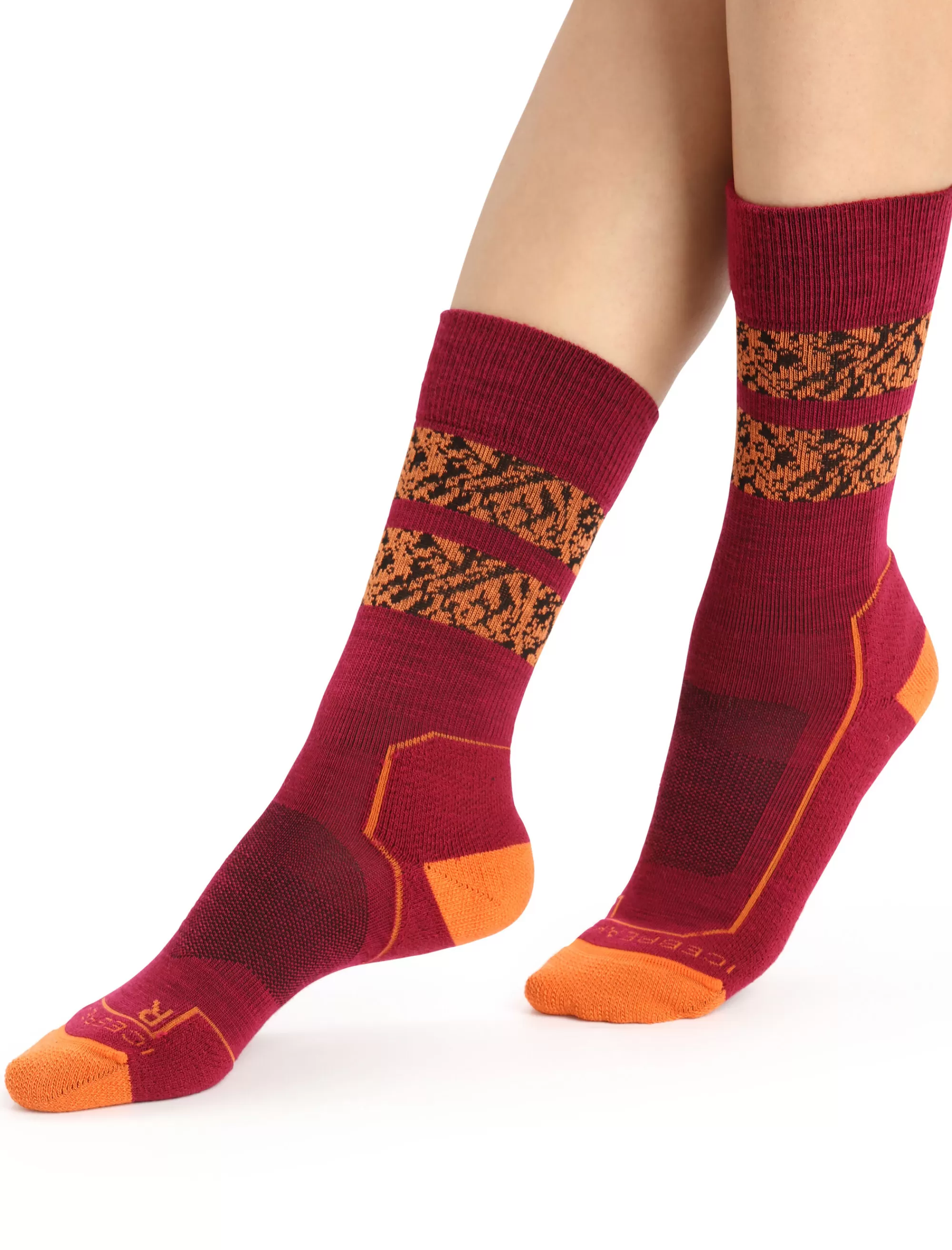 Icebreaker Chaussettes Merinos Grammage Leger Hike+ Natural Summit Femme Vibrant Earth Heather/Go Berry Sale