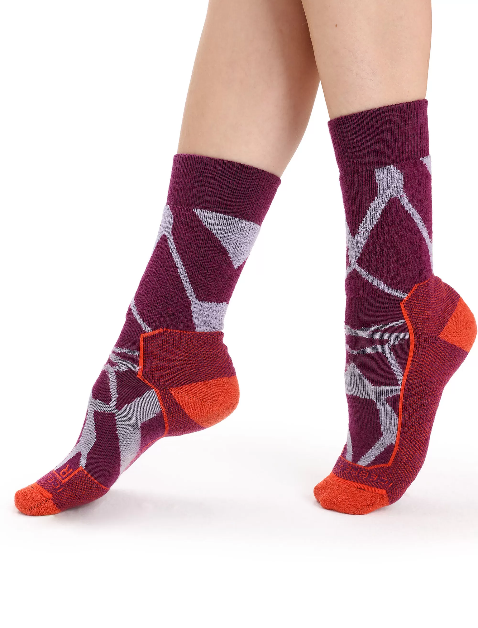 Icebreaker Chaussettes Merinos Grammage Moyen Hike+ Fractured Landscapes Femme Purple Gaze/Go Berry Cheap