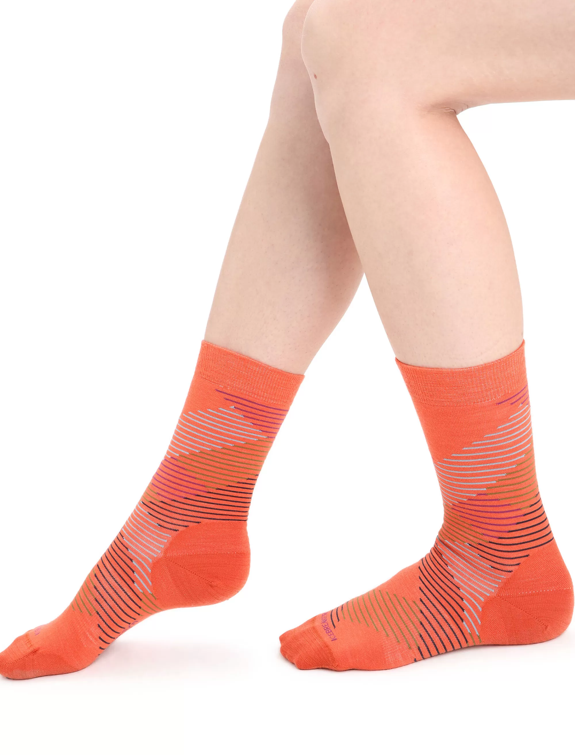 Icebreaker Chaussettes Merinos Jauge Fine Lifestyle Dashes Femme Vibrant Earth Heather/Go Berry Clearance