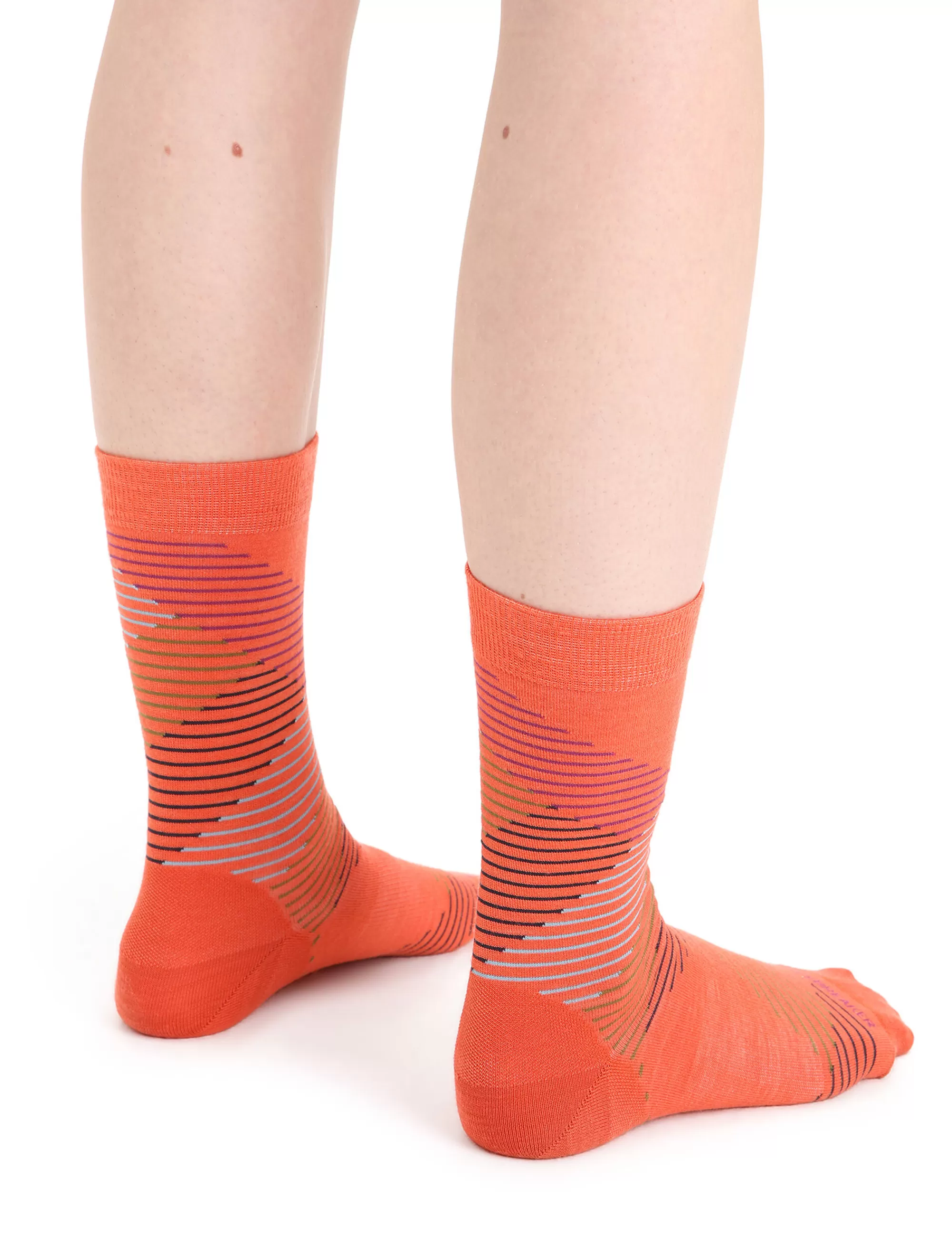 Icebreaker Chaussettes Merinos Jauge Fine Lifestyle Dashes Femme Vibrant Earth Heather/Go Berry Clearance