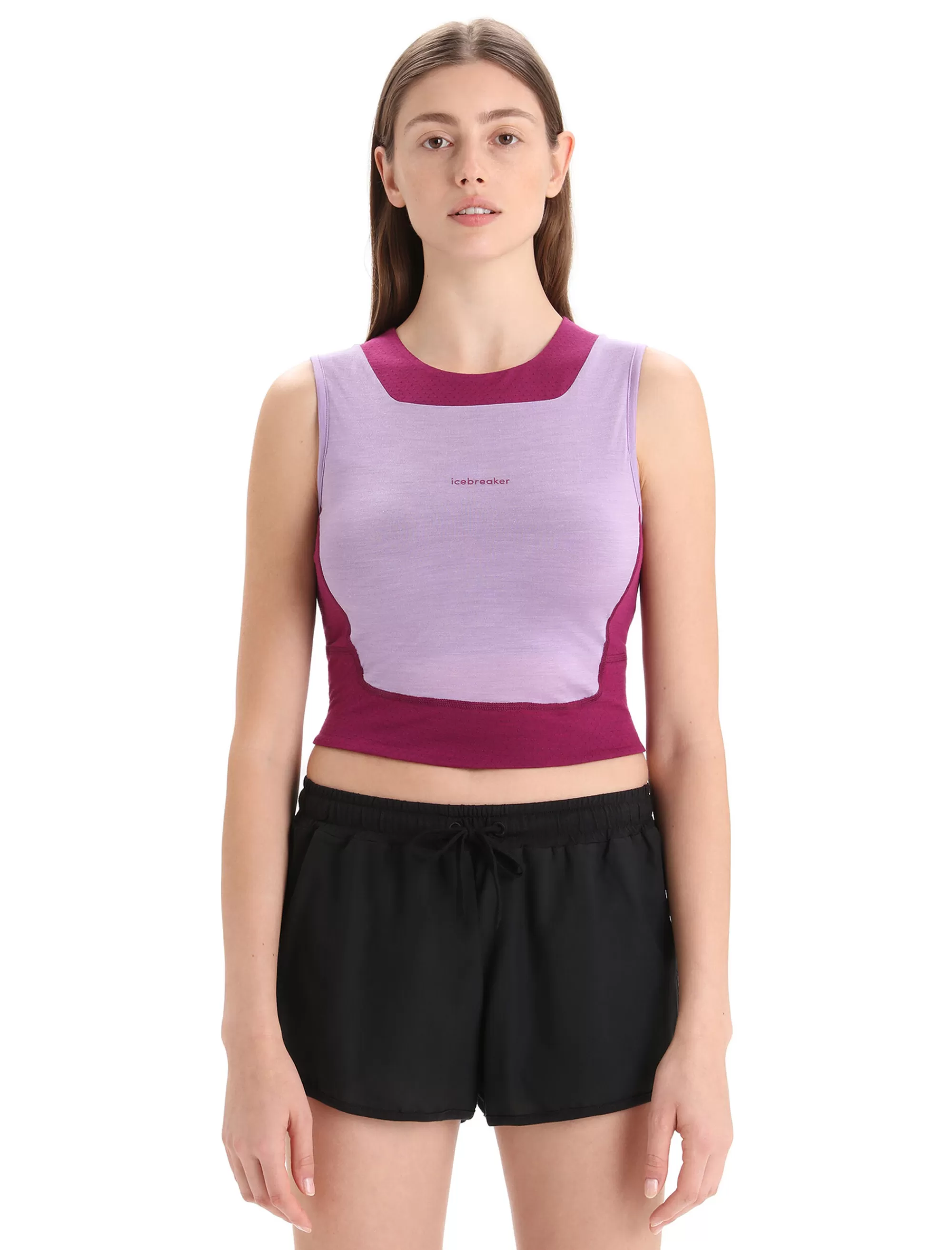 Icebreaker Debardeur Court Soutien-Gorge Integre Merinos Zoneknit™ Femme Purple Gaze/Go Berry Cheap