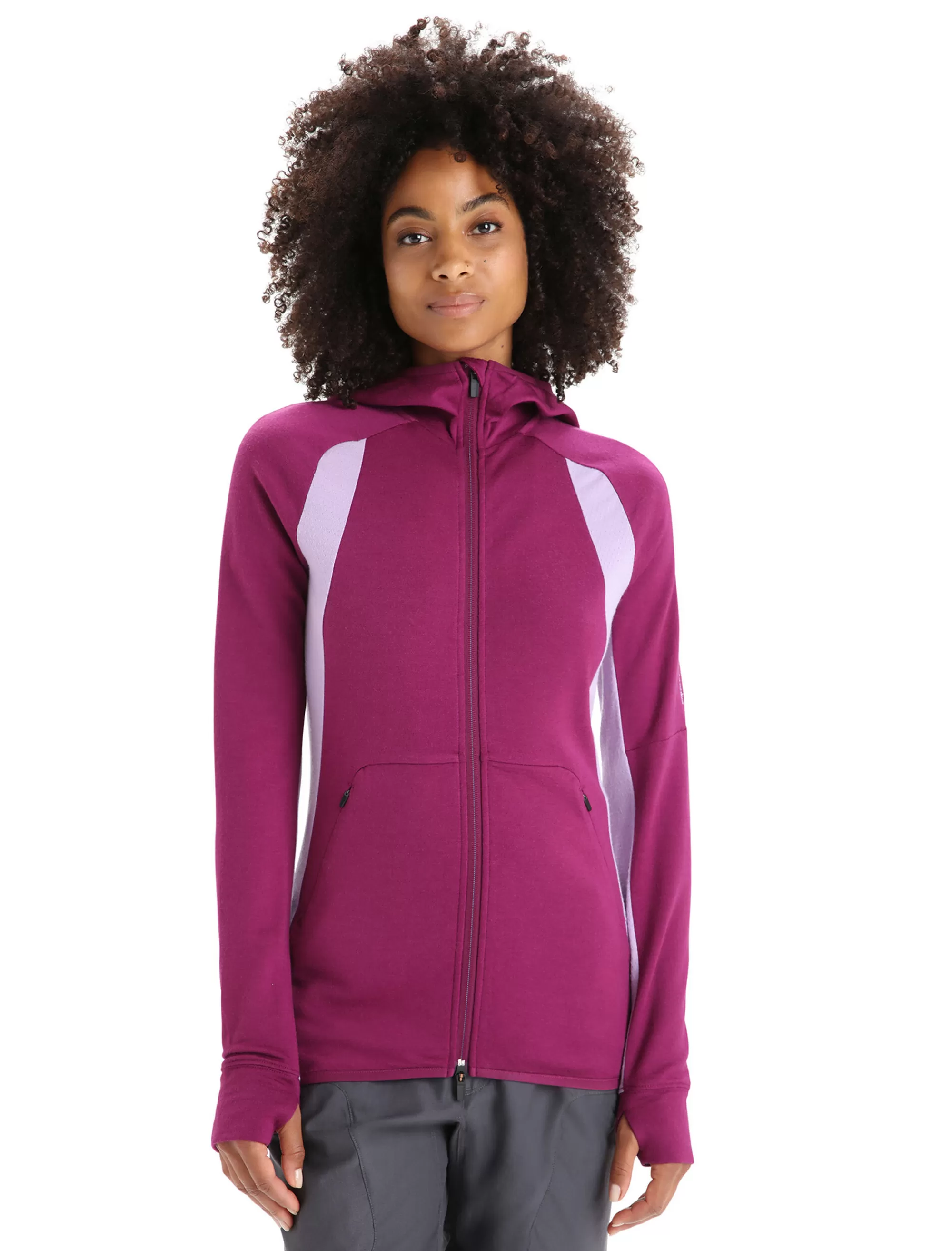 Icebreaker Haut A Capuche Zippe Manches Longues Merinos Zoneknit™ Femme Go Berry/Purple Gaze Outlet