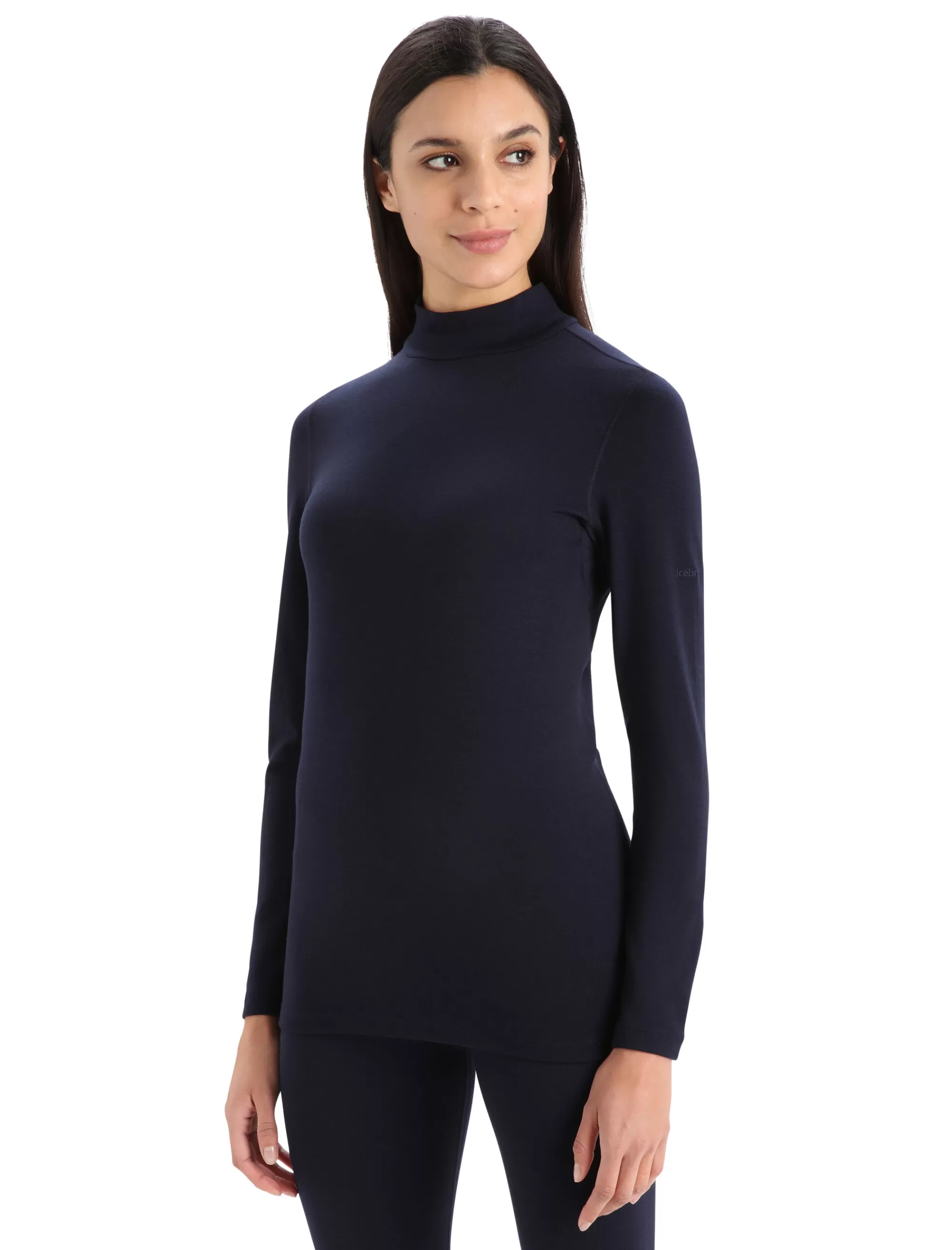 Icebreaker Haut Manches Longues Col Cheminee Merinos 260 Tech Femme Midnight Navy New