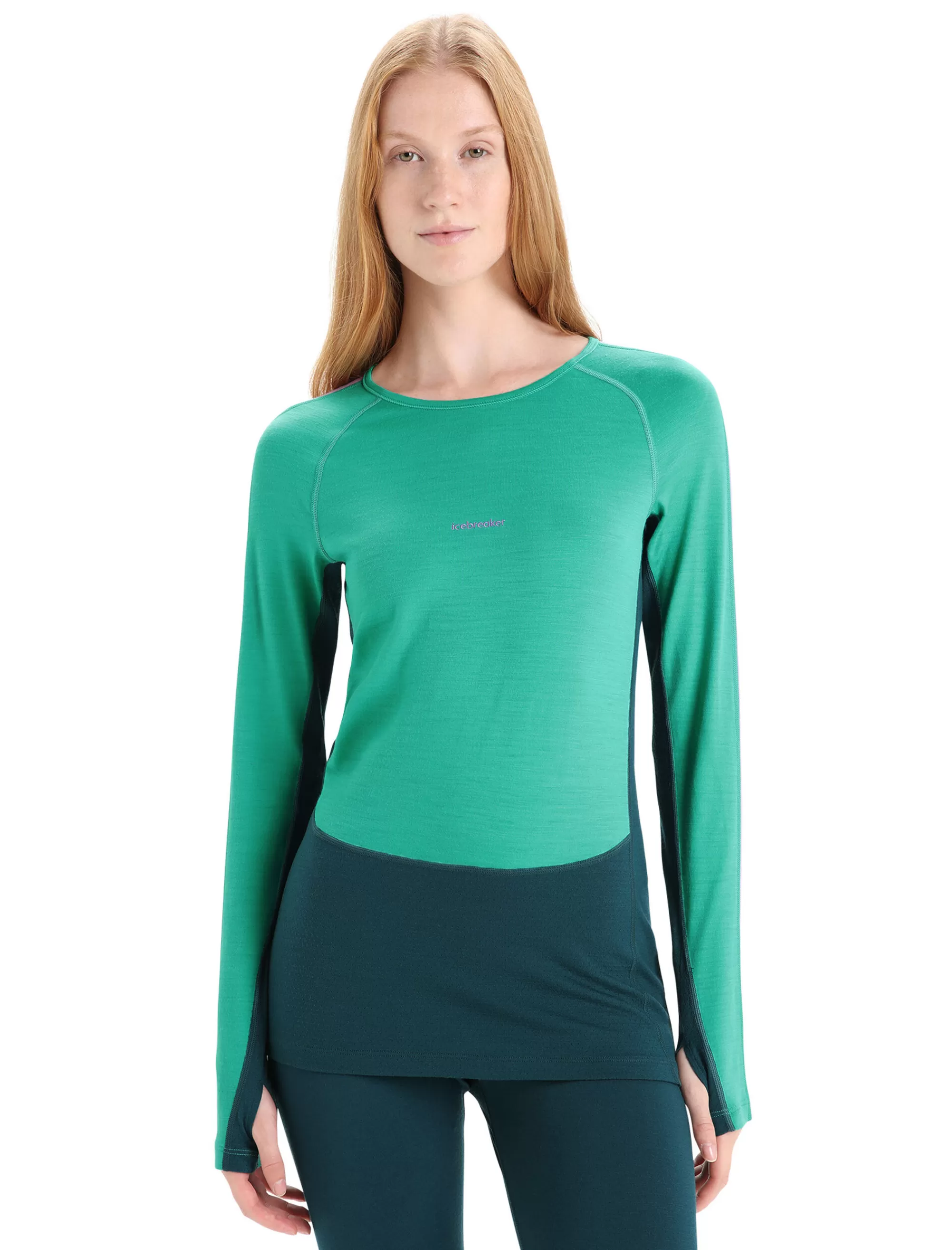 Icebreaker Haut Manches Longues Col Rond Merinos 200 Zoneknit™ Femme Fresh/Green Glory Outlet