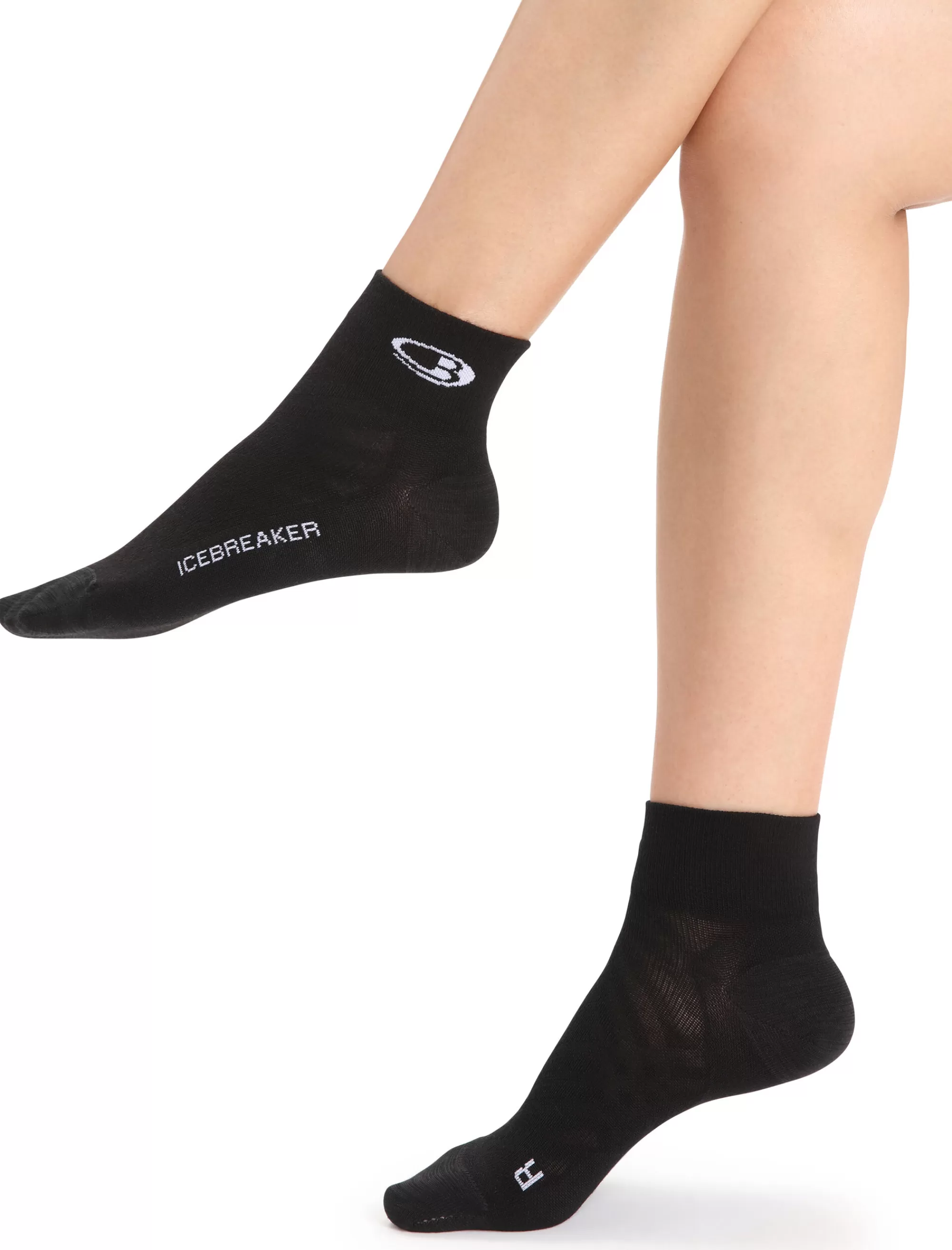 Icebreaker Mini-Socquettes Merinos Grammage Ultra-Leger Run+ Femme Black/Snow Fashion