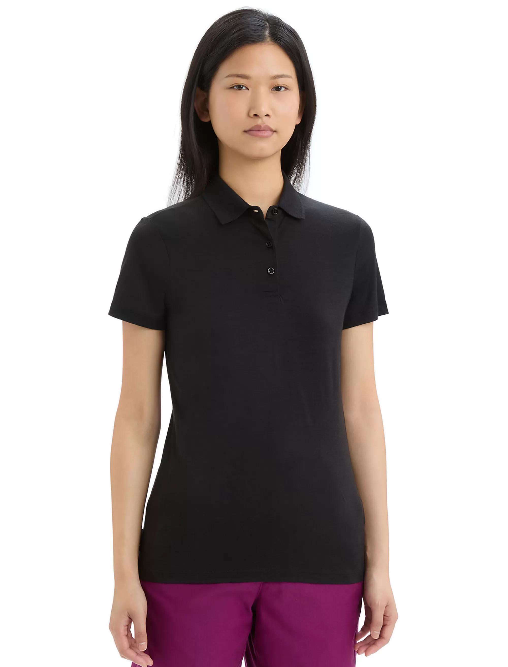 Icebreaker Polo Manches Courtes Merinos Tech Lite Ii Femme Black Cheap