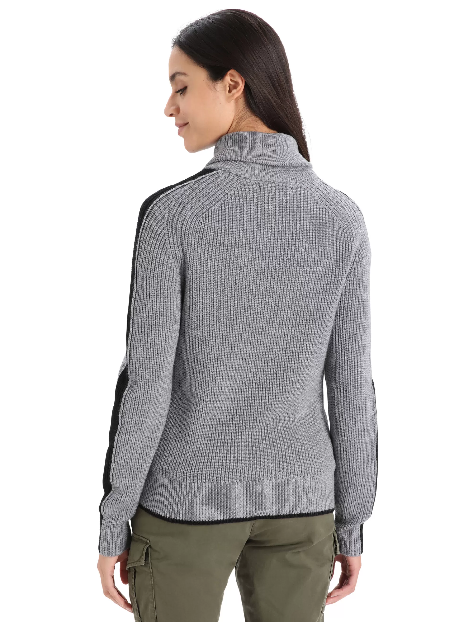 Icebreaker Pull-Over Demi-Zip Manches Longues Merinos Lodge Femme Gritstone Heather/Black Clearance