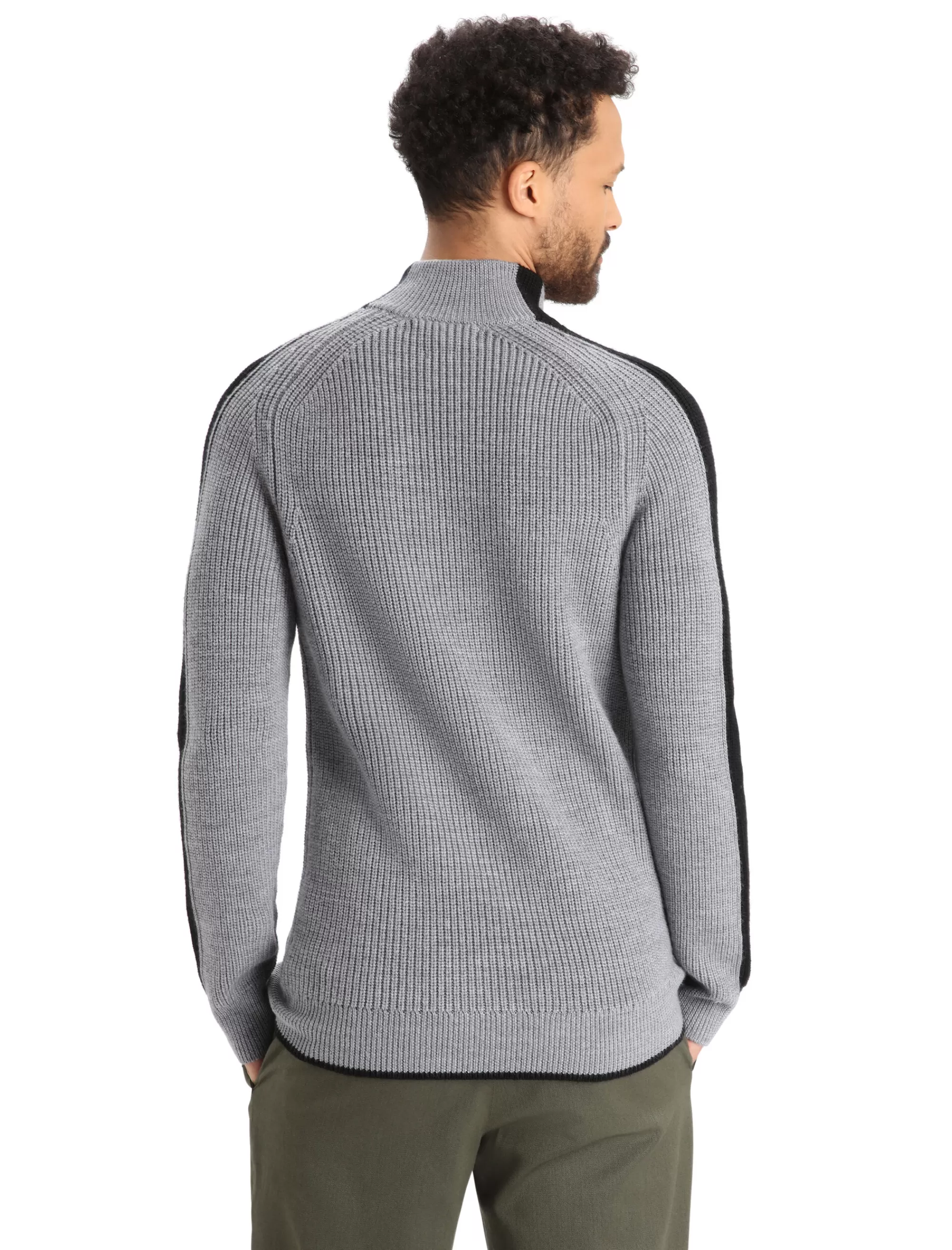 Icebreaker Pull-Over Demi-Zip Manches Longues Merinos Lodge Homme Gritstone Heather/Black Shop