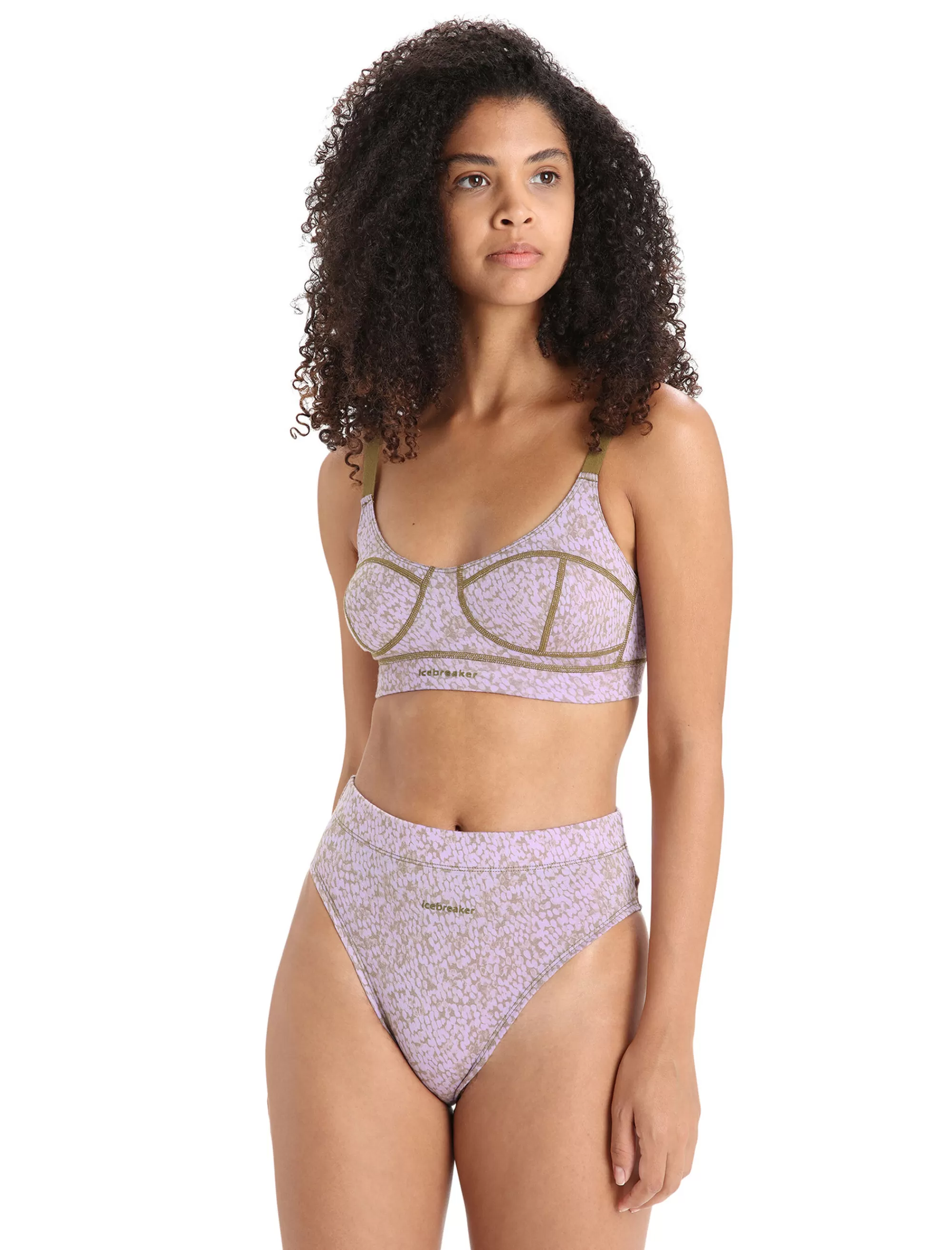 Icebreaker Soutien-Gorge A Agrafes Merinos Queens Femme Algae/Purple Haze Sale