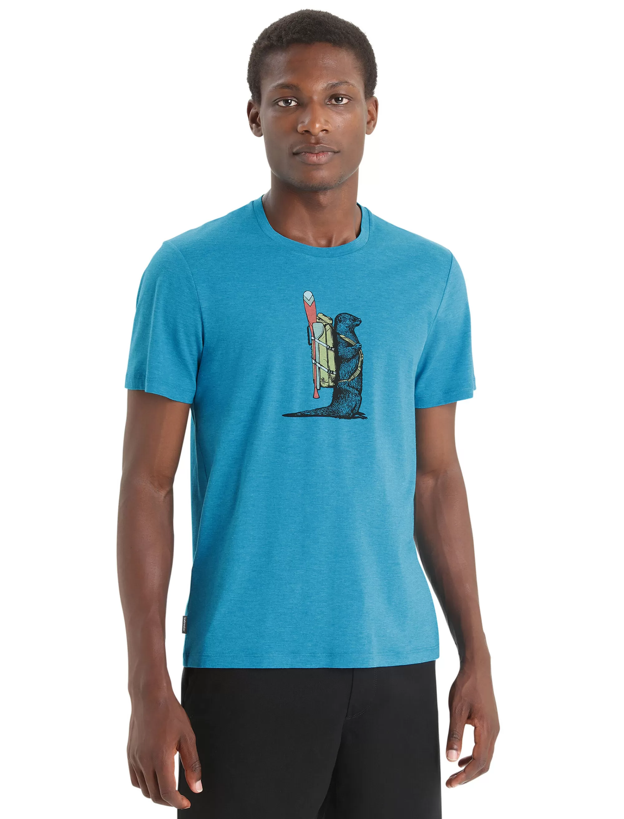 Icebreaker T-Shirt Manches Courtes Merinos Central Classic Otter Paddle Homme Geo Blue Cheap