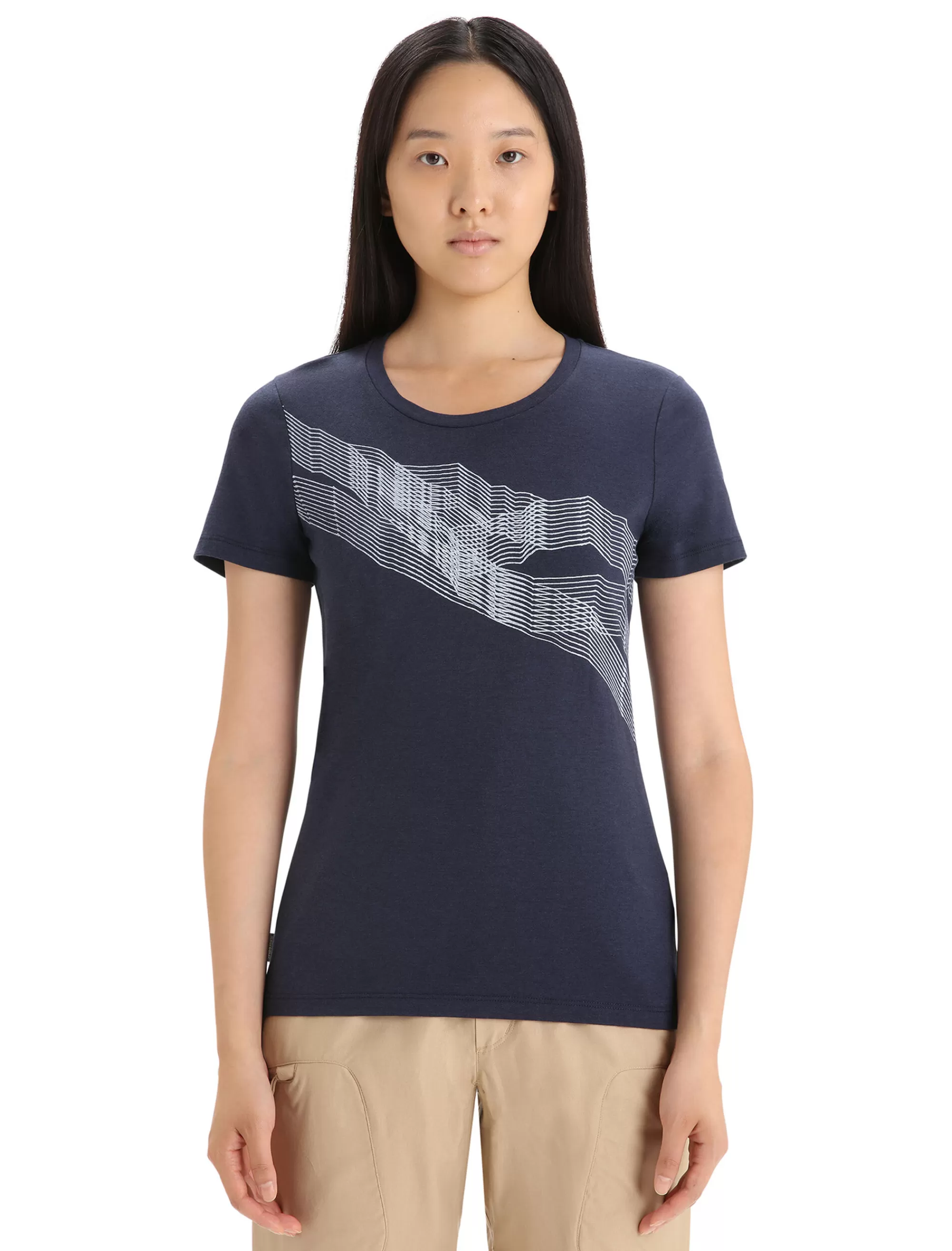 Icebreaker T-Shirt Manches Courtes Merinos Central Classic St Anton Femme Midnight Navy Store