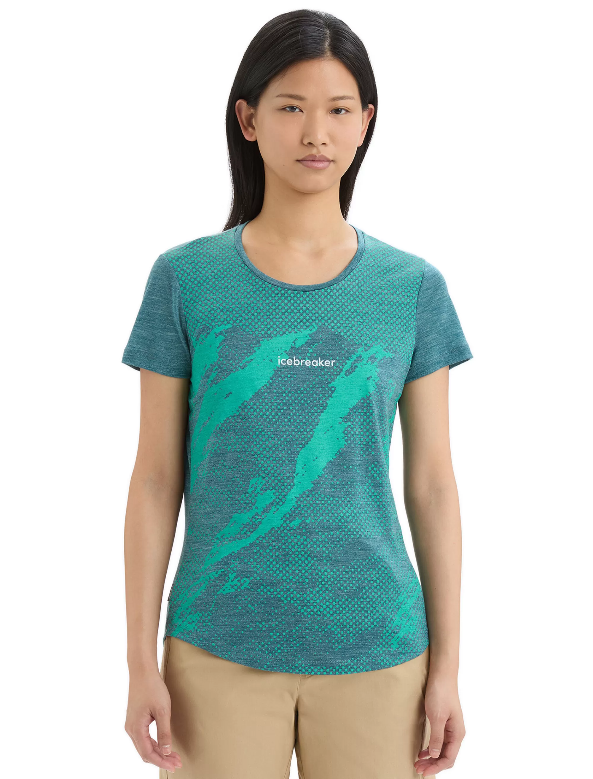 Icebreaker T-Shirt Manches Courtes Merinos Sphere Ii Trail Femme Green Glory Heather Clearance