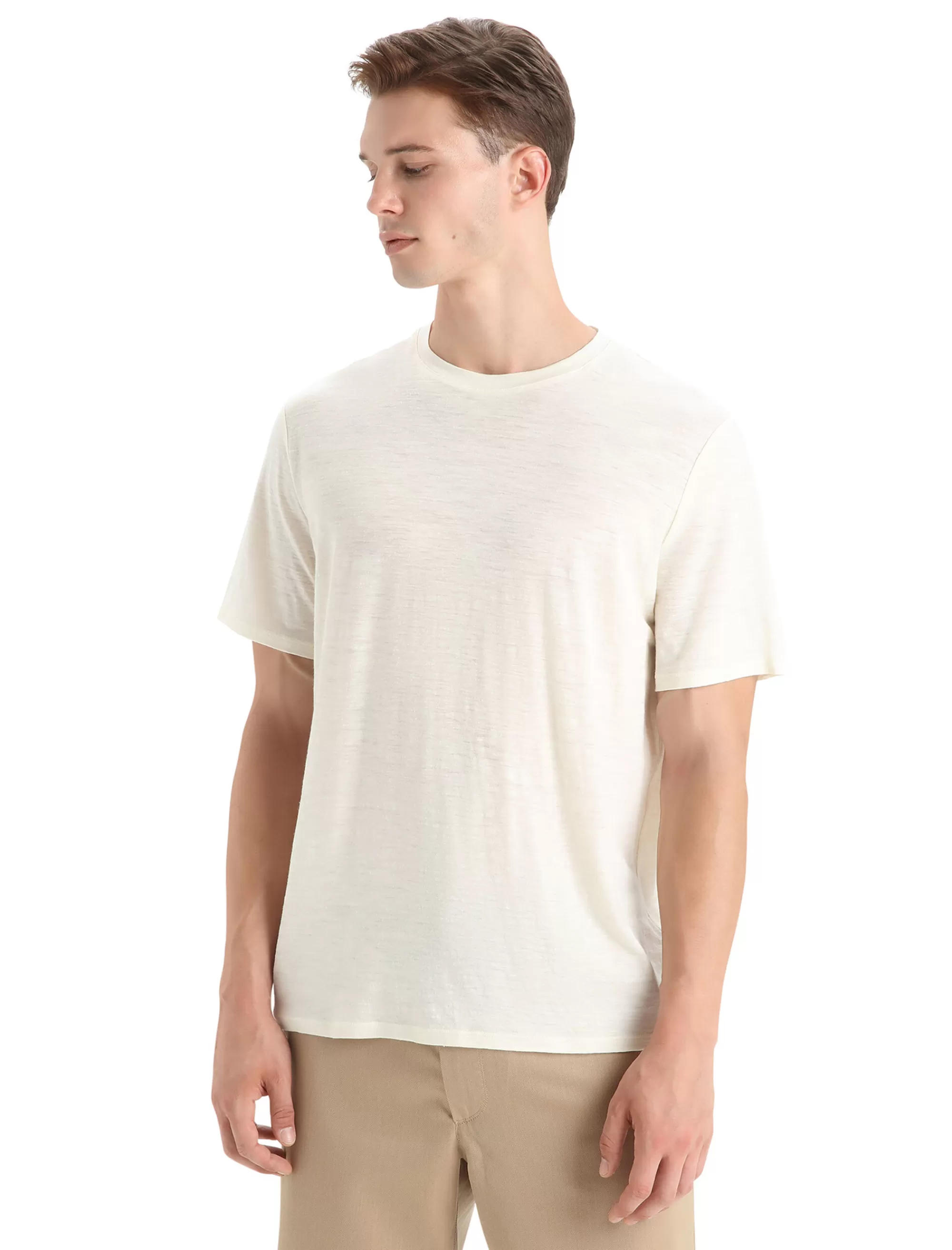 Icebreaker T-Shirt Manches Courtes Merinos/Lin Homme Chalk Cheap