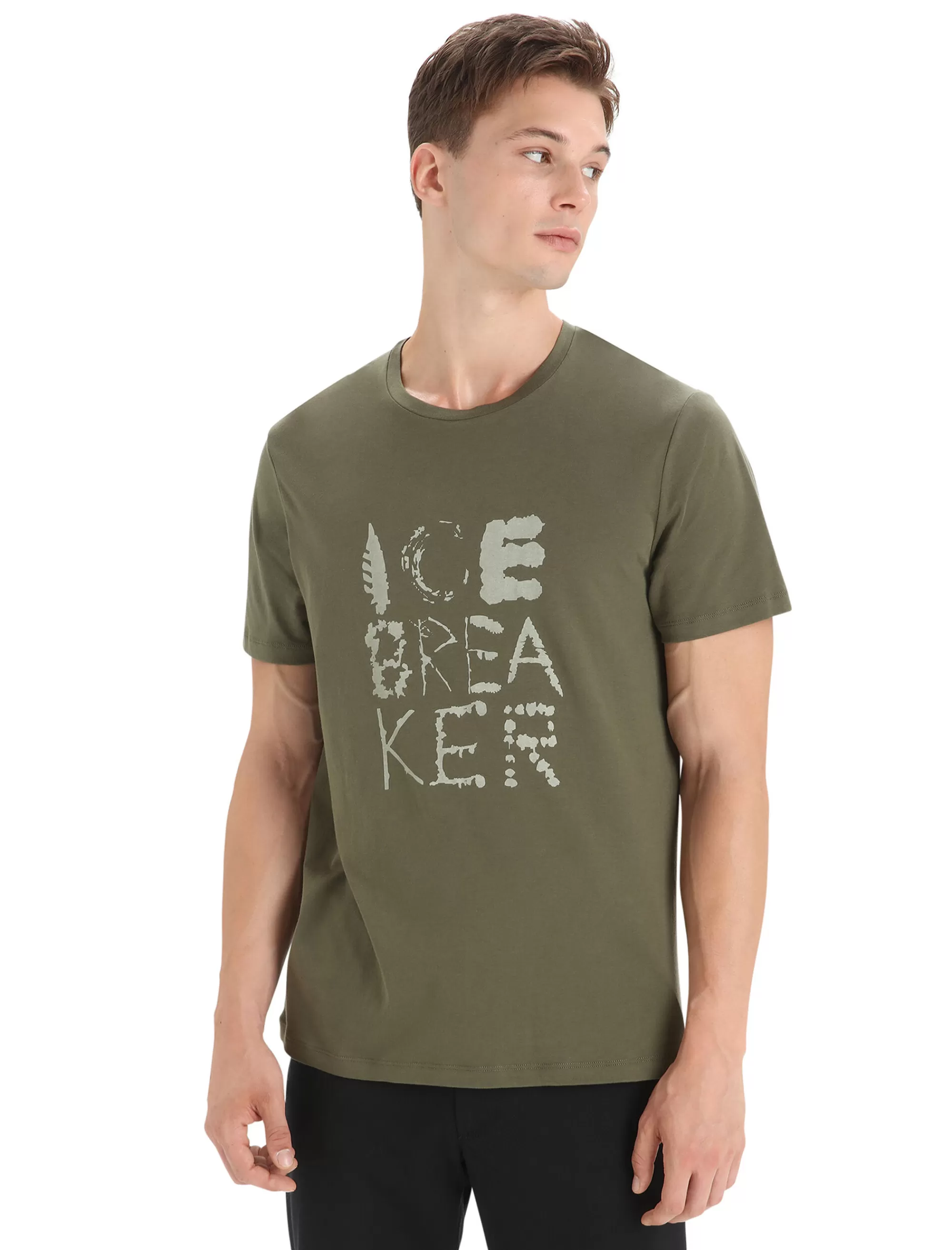 Icebreaker T-Shirt Manches Courtes Tencel™ Coton Natural Logo Homme Loden Outlet