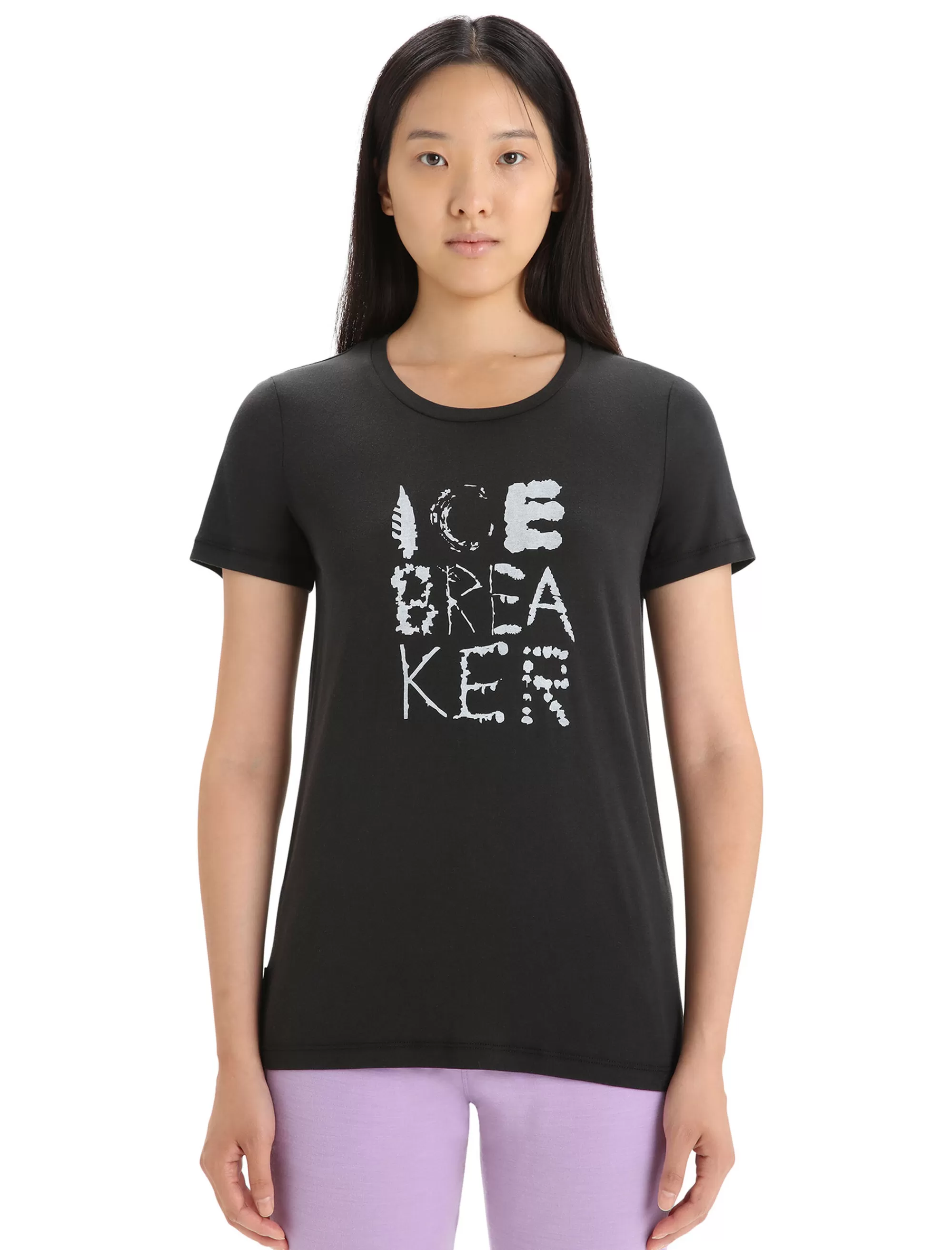 Icebreaker T-Shirt Manches Courtes Tencel/Coton Natural Femme Black Shop