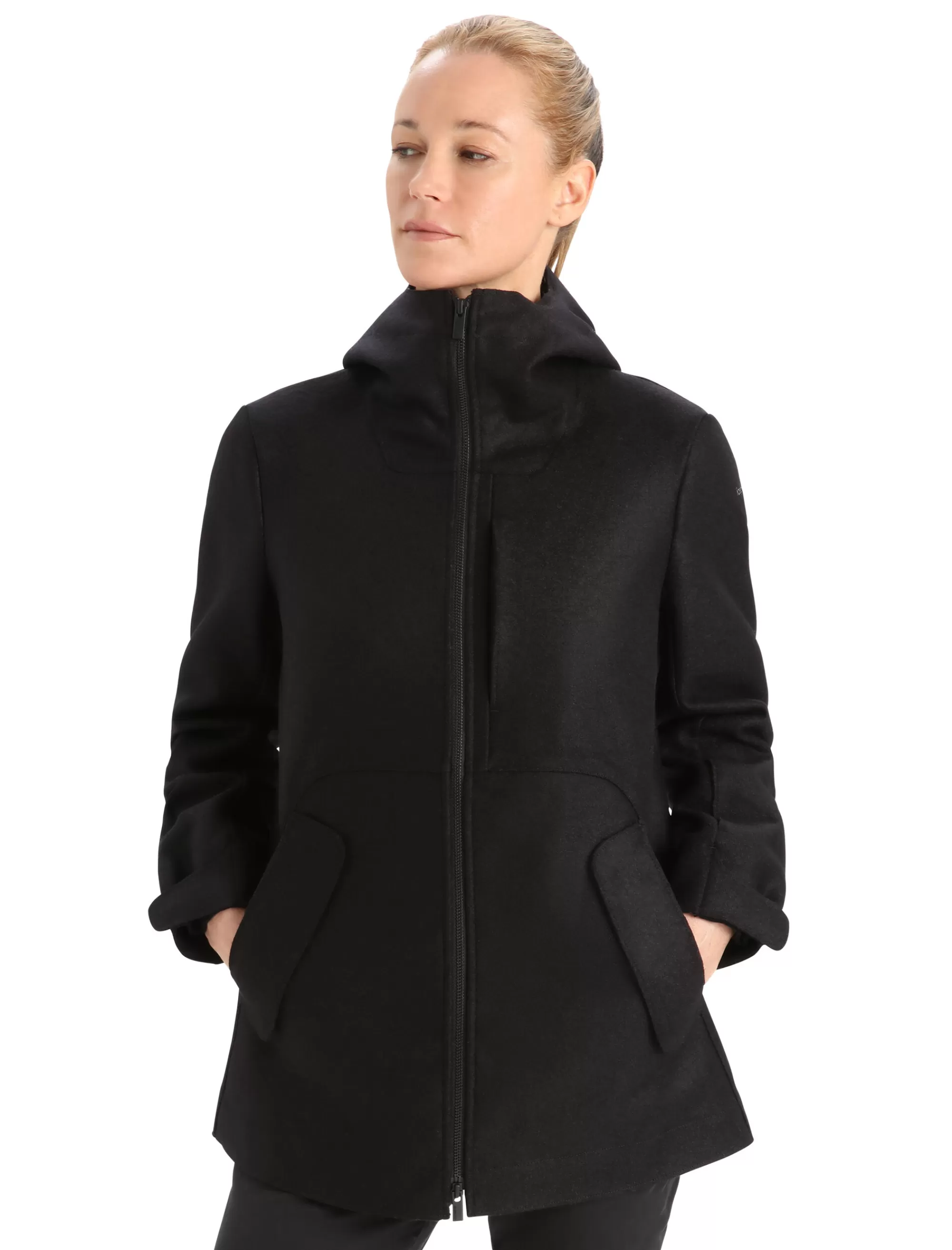 Icebreaker Veste A Capuche Merinos Feutre Femme Black Best Sale