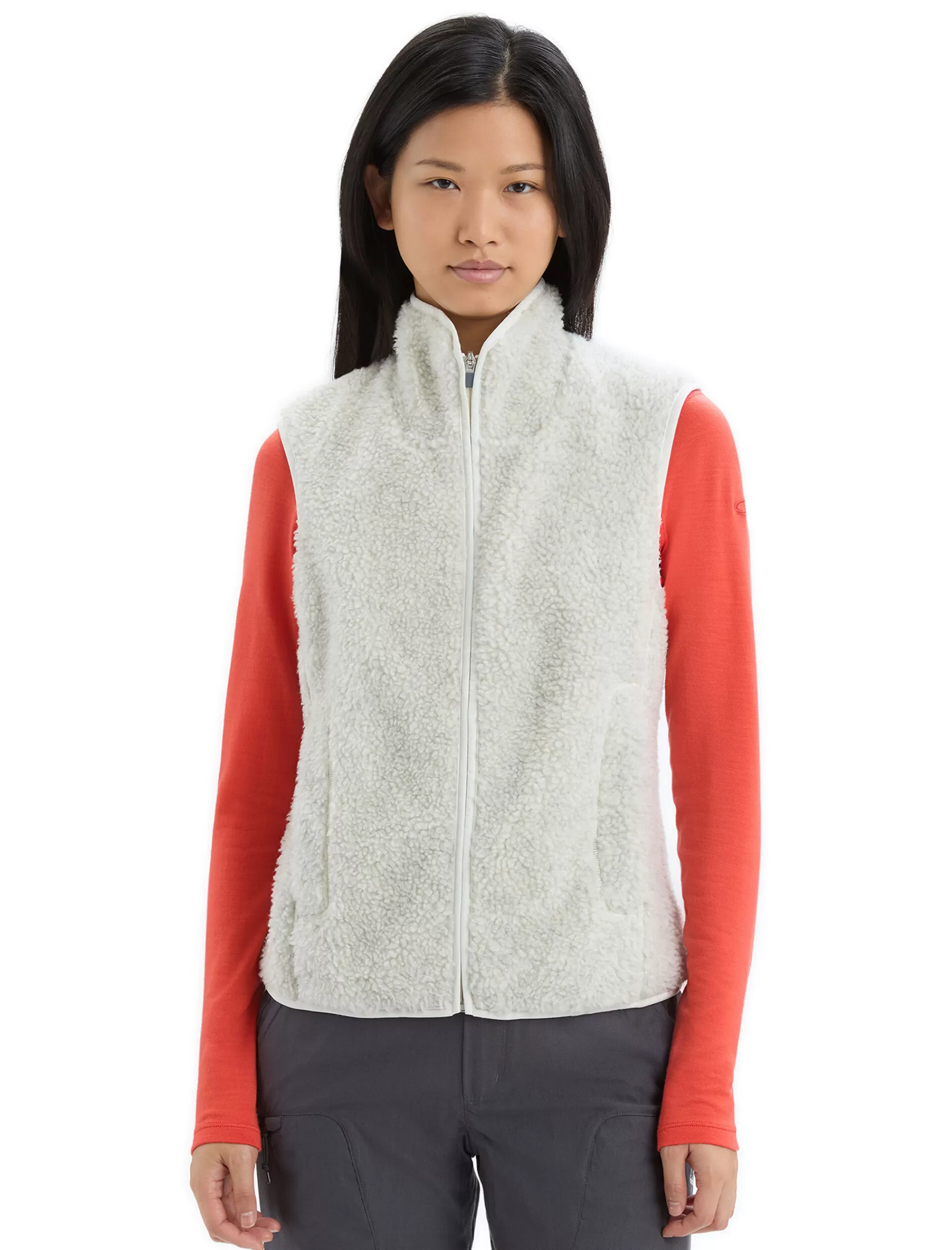 Icebreaker Veste Sans Manches Effet Fourrure Merinos Realfleece™ Femme Ecru Heather Flash Sale