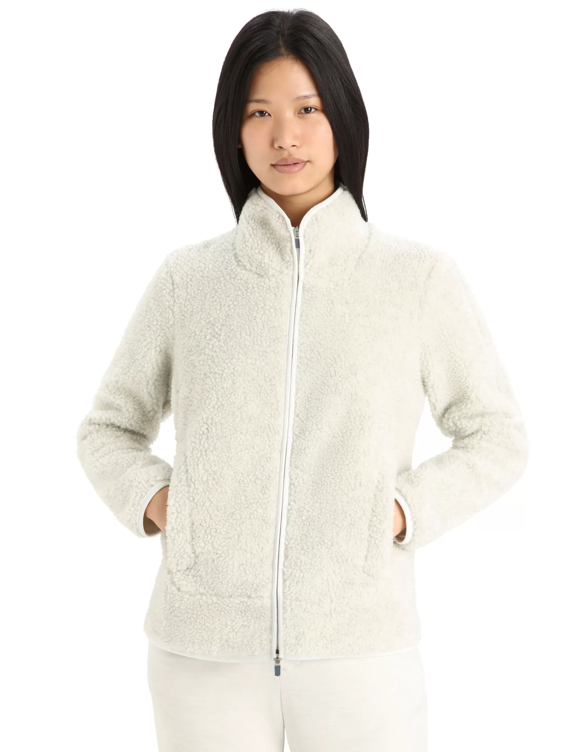 Icebreaker Veste Zippee Manches Longues Effet Fourrure Merinos Realfleece™ Femme Ecru Heather/Snow Store