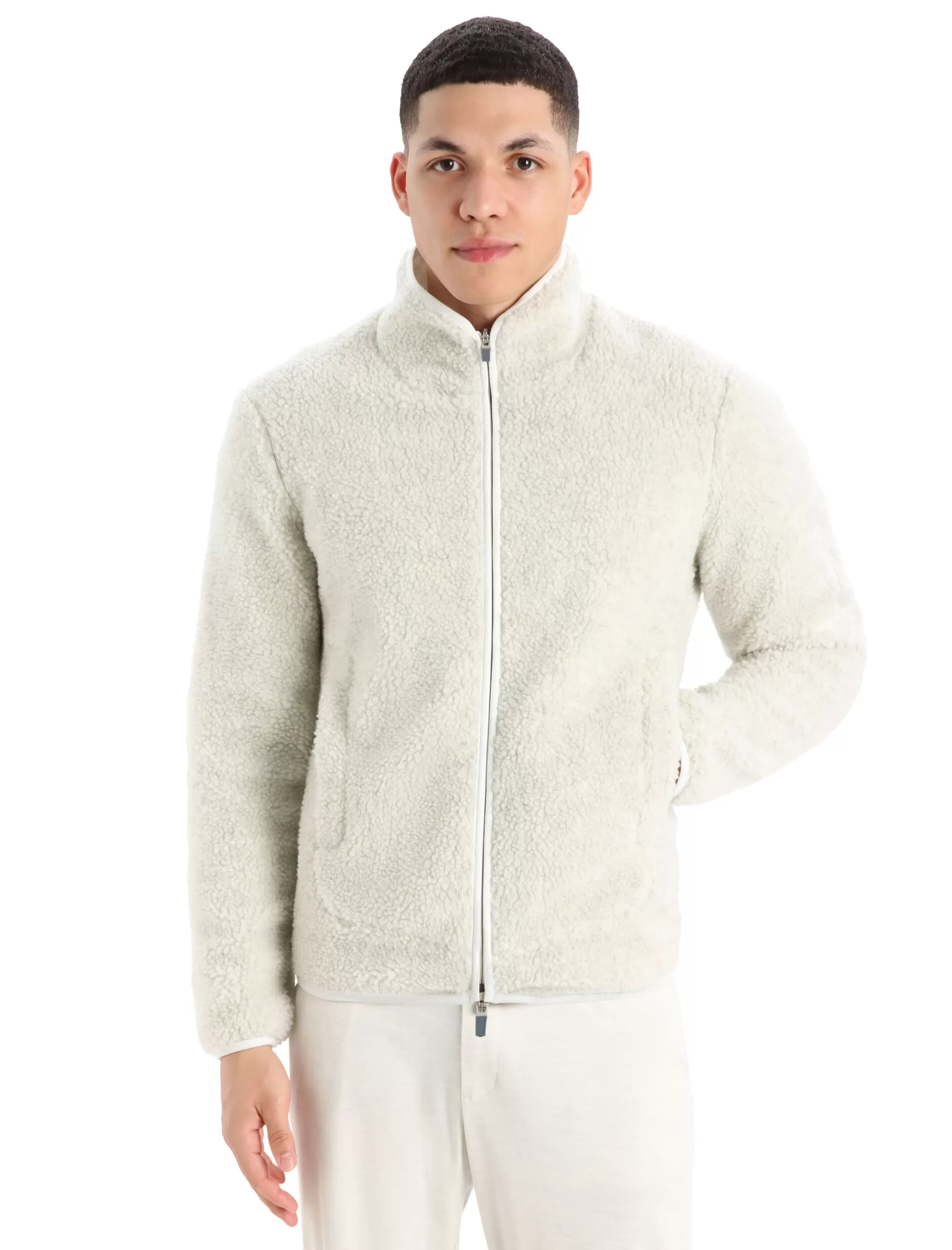 Icebreaker Veste Zippee Manches Longues Effet Fourrure Merinos Realfleece™ Homme Ecru Heather/Snow Cheap