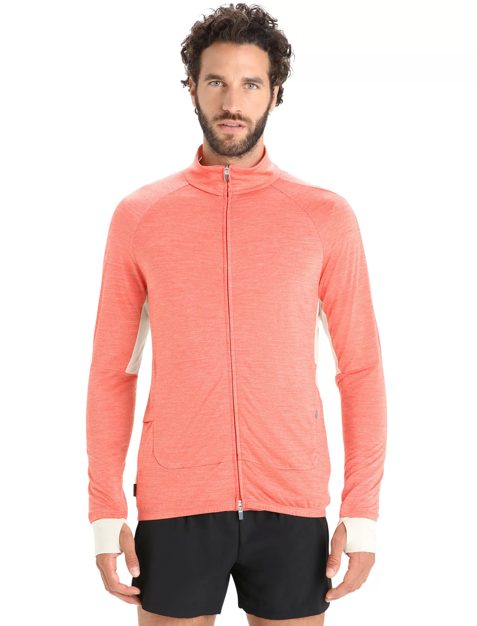 Icebreaker Veste Zippee Manches Longues Merinos Zoneknit™ Homme Vibrant Earth Heather/Chalk Hot